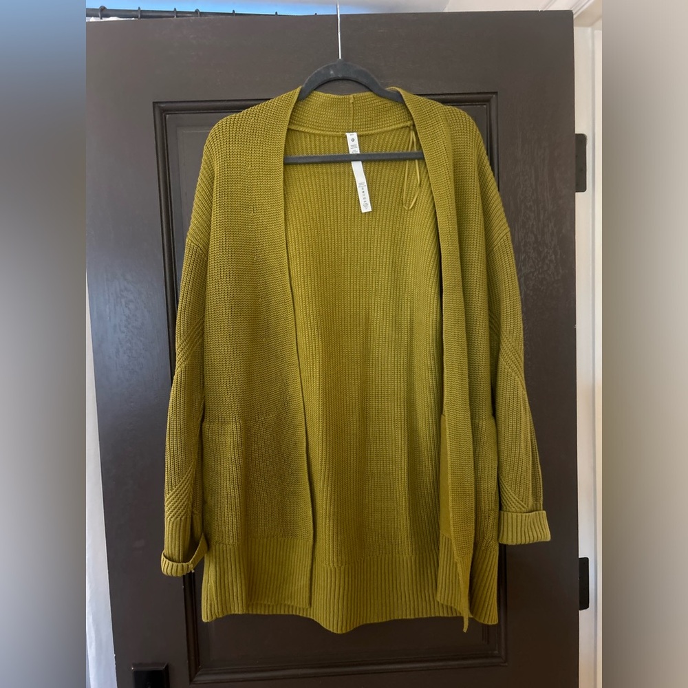 lululemon athletica Olive Green Open-Front Knit Cardigan